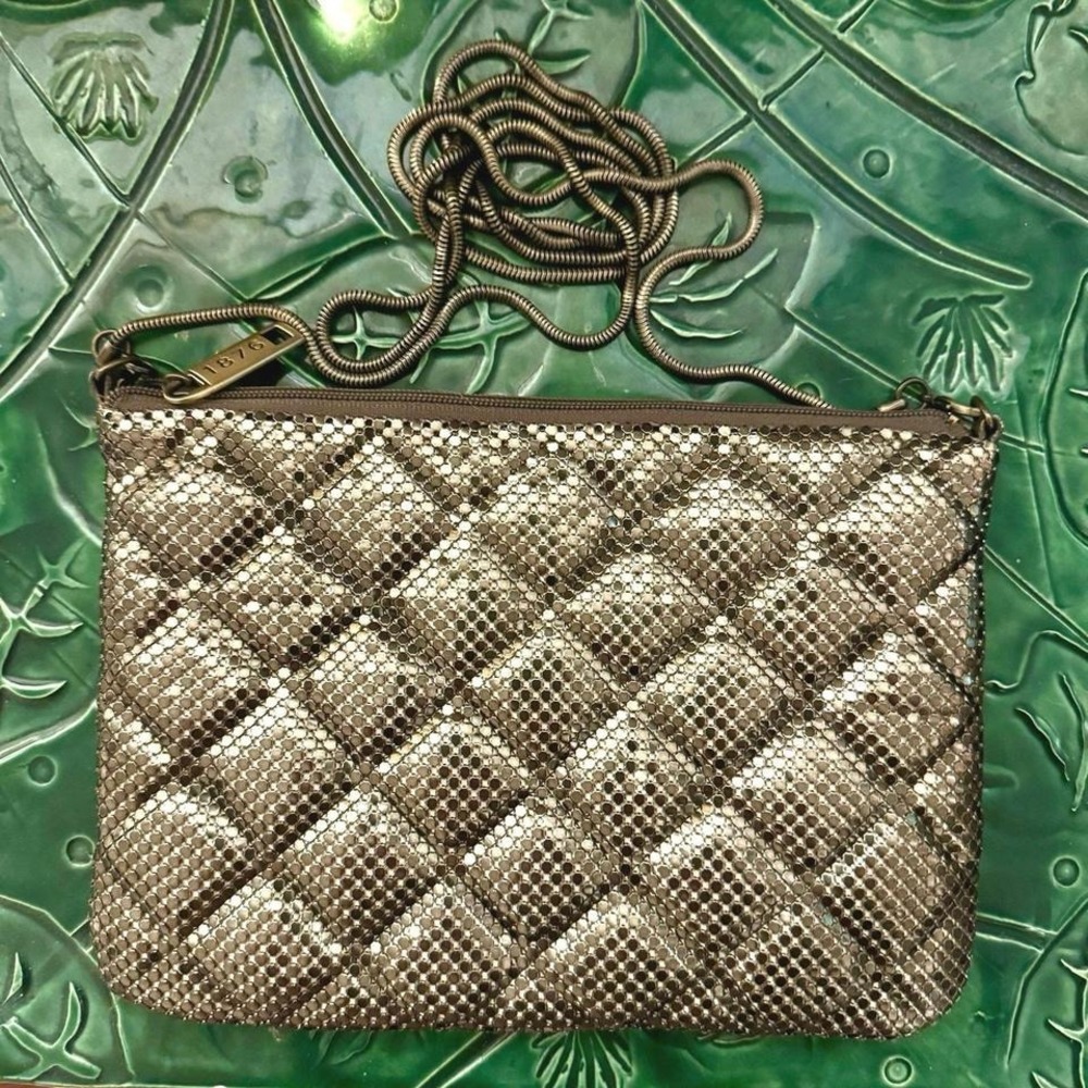 Vintage Whiting & Davis Mesh Metal Gold /‎ Bronze Convertible Crossbody Clutch